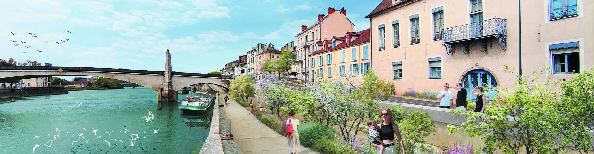 dessin requalification quai de la poterne à Chalon sur Saône