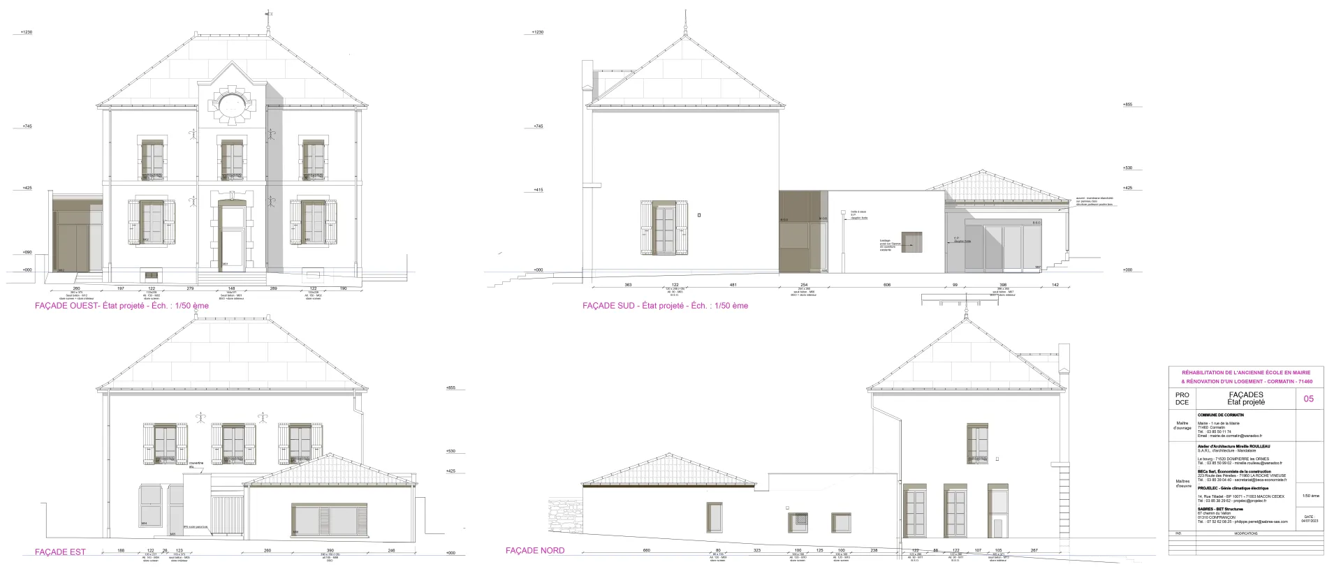 Plan d'architecte mairie de Cormatin