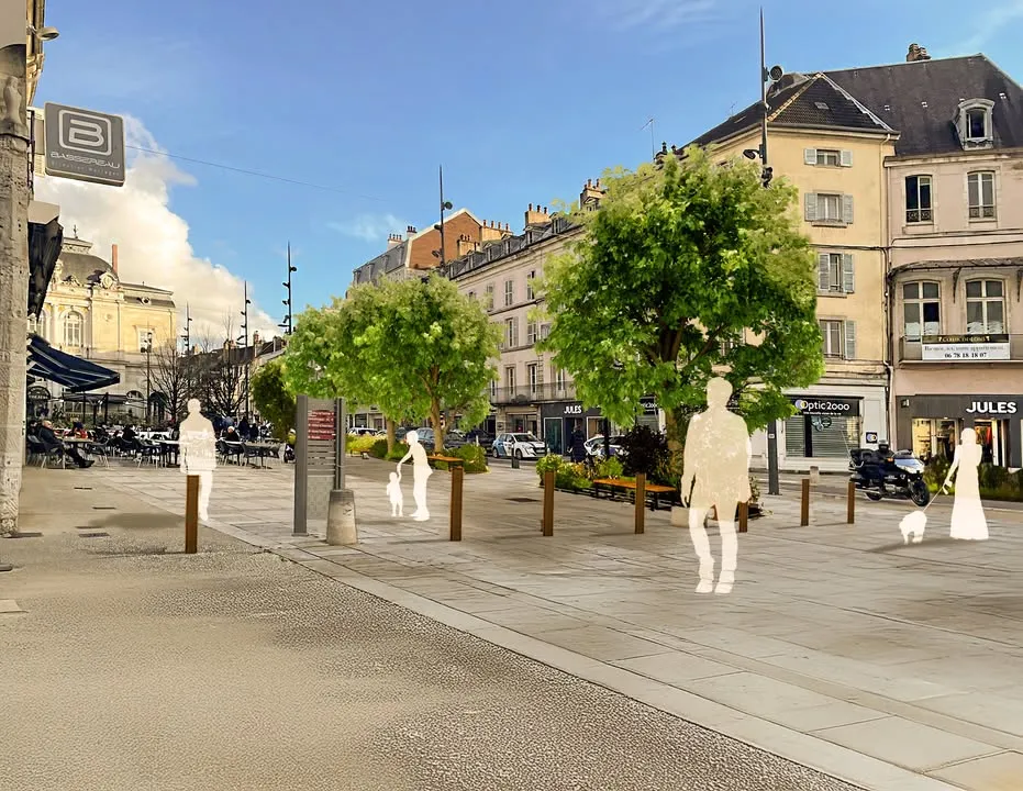 Image d'illustration de la végétalisation de la place de la liberté à Lons le Saunier