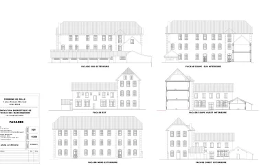 Plan d'architecte des façades de l'école